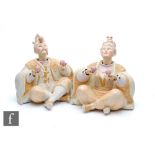 A pair of late 19th to early 20th Century Conta and Boehme bisque juggling figures with side to side
