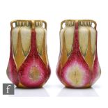 A pair of early 20th Century Alexandra Porcelain Works, Royal Vienna Art Nouveau vases each