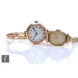 A lady's 9ct hallmarked Renoir wrist watch, batons to a champagne dial and 9ct bracelet, with