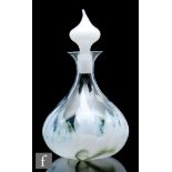 A 1970s Holmegaard glass decanter in the Snowdrop pattern, designed by Per Lutken, the low