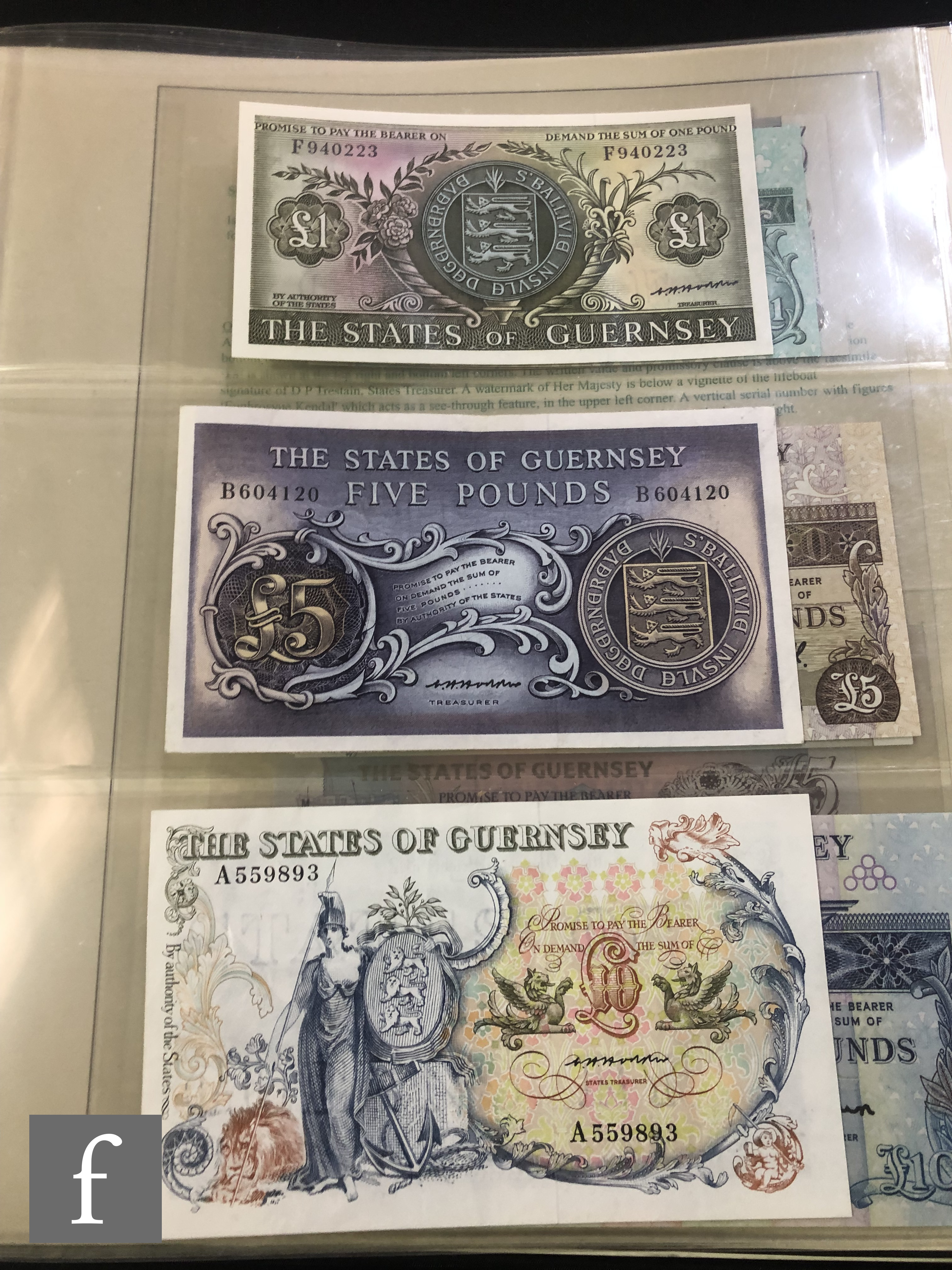 An album of Guernsey, Jersey and Isle of Man banknotes to include fifty, twenty, ten, five and one - Image 6 of 13