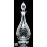 A 1930s Thomas Webb and Sons footed glass decanter, designed by Tom Pitchford, circa 1938, the ovoid