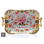 A 19th Century Chamberlain Regent China Worcester twin handled rectangular dish decorated in the
