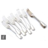 A composed set of twelve William IV and later  hallmarked silver fiddle pattern dinner forks,