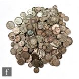 Various Victoria to George VI halfcrowns, florins, shillings, sixpences and threepences, 1275g. (