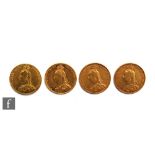 Four Victoria jubilee head full sovereigns dated 1887 x 2, 1890 and 1892. (4)