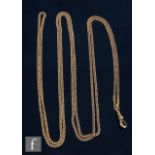 An early 20th Century 15ct double link round belcher guard chain, weight 30g, length 144cm,
