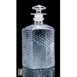 An early 19th Century glass spirit decanter, probably Irish, circa 1815, of rectangular section