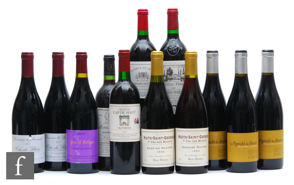 Twelve bottles of French red wines, to include  a single bottle of 1993 Margaux La Reserve Du