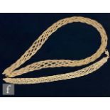 A later 20th Century 9ct hallmarked five strand woven necklet and matching bracelet, total weight