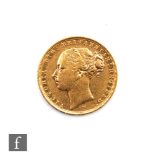 A Victoria bun head, Melbourne Mint full sovereign dated 1881.