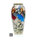 A large boxed Moorcroft Pottery vase decorated in the Potteries in Recession pattern designed by