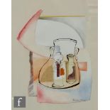 PAUL JOHN KILSHAW (BORN 1947) - 'Jersey Milk Can', collage with inks and wash, signed, signed and