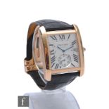 A gentleman's 18ct rose gold Cartier Tank MC automatic wrist watch with Roman numerals and second