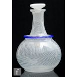 A later 19th Century French glass decanter, attributed to Clichy, circa 1865-1875, of globe and