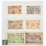Six Jersey German Occupation banknotes to include State of Jersey, one pound, ten shillings, two