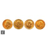 Four George V full sovereigns dated 1912, 1919 and 1931 x2.