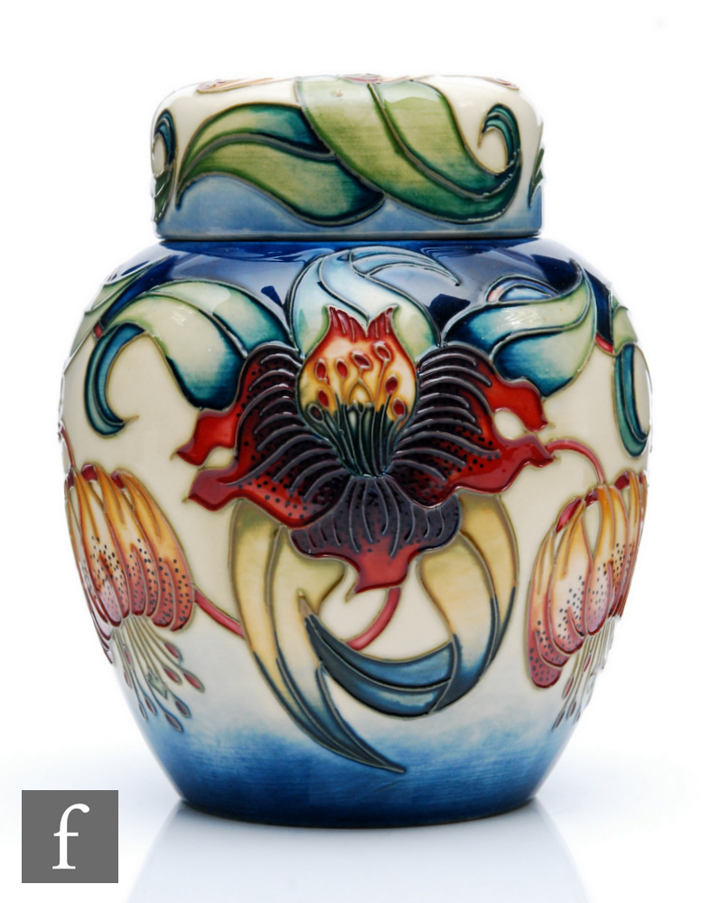 A Moorcroft Pottery ginger jar and cover decorated in the Anna Lily pattern designed by Nicola