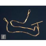 An early 20th Century bi-coloured fetter and flat link Albert chain, weight 15.8g, length 35mm,