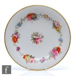 A 19th Century Flight Barr and Barr Worcester cabinet plate decorated with a garland of hand painted