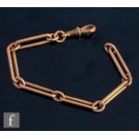 An early 20th Century 9ct rose gold dog link part Albert chain, weight 19g, length 19cm, terminating