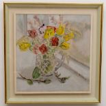 Mella Boland, Irish - 21st Century "Roses in a Glass Jug," O.O.C., signed  and dated lower right,