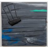 Edward Bell - 21st Century "Coffin Ship 1," oils painted on floorboards, depicting a Ship with