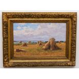Paul Emile Berton, French (1872-1909) "La Sum Rouillon," depicting haystacks in a Field by the