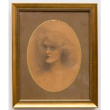 Maud Gonne (1866-1953) "Self Portrait," c 1906 pencil and gouache on paper, approx. 24cms x 19cms (9