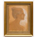 Maud Gonne (1866-1953) "Portrait of Iseult Gonne," c 1905 pencil and gouache on paper, approx. 22cms