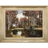 Fergus O'Ryan, R.H.A., (1910 - 1989) "Mill Pond," O.O.B., large forest scene with pond in