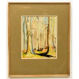 Sean O'Sullivan, R.H.A., 1906-1964 "Roscrea 1959", watercolour Forest Scene with Figure, approx. 34