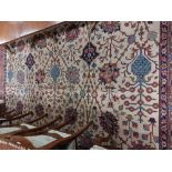 A fine quality 19th Century Ushak type woollen Carpet, the large panelled cream ground centre