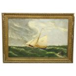 Early 20th Century Irish School  "Dublin Pilot in Rough Sea," O.O.C., inscribed, 16" x 24" (40cms