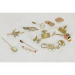 A collection of gold Tie Pins and Cufflinks, some with pearl insets, as a lot, w.a.f. (1)