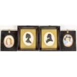 A pair of Silhouettes, Profile Miniature Portraits "Lady" & "Gentleman," 3" (7cms); together with