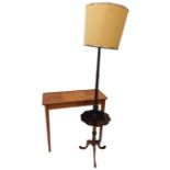 A mahogany Standard Lamp, with pie crust table centre on tripod base; together with a rectangular