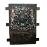 An important and early large Irish cast iron Fire Back, with the armorial crest of Lord Kenmare,