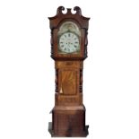 An Edwardian oversized mahogany Grandfather Clock, the swan neck pediment cornice with brass finials