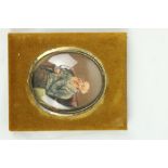 19th Century English School Miniature: 'Portrait of Man seated by a Table holding a Glass,'