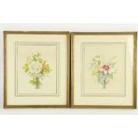 A pair of early 20th Century Watercolours, each depicting colourful floral bouquets and indistinctly