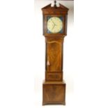 An Irish Georgian period mahogany framed Grandfather Clock, the break top cornice with finial