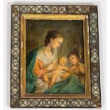 18th Century Continental School "Madonna & Child with St. John the Baptist," oils on copper panel,