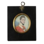 Adam Buck  Miniature: Head and Shoulders of a Young Military Officer, with black hair, wearing