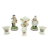 A pair of French porcelain Figures, modelled as an elegant Gent & Lady, 10 1/2" (27cms), together