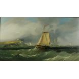 C. Vincent, 19th Century French School "Sailing and Fishing boats on rough seas with castellated