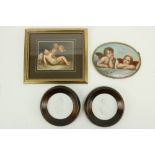 After Raphael An oval porcelain Panel, painted with two cherubs, 7 1/4" (18cms); together with a