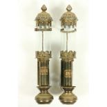 A pair of brass Vintage Great Western Railway spring loaded Candle Lanterns, 14 1/2" (37cms). (2)