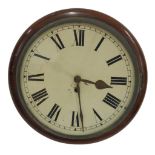 A Victorian mahogany Wall Timepiece,  with painted dial and Roman numerals, 15" (38cms)d. (1)