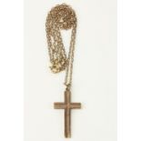 A 9ct gold Gentleman's Chain, with plain design, and a 9ct gold Crucifix Pendant, approx. 67cms (